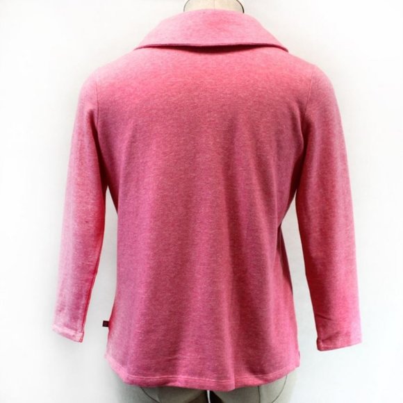 TALBOTS Plus Pink Heather FEATHERWEIGHT FLEECE WRAP NECK PULLOVER Top 3X - Picture 5 of 7